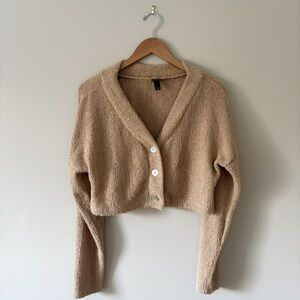 Wild Fable Cozy Tan Button-Up Cardigan